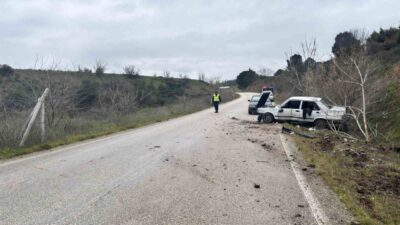 Bilecik’in Söğüt ilçesinde direksiyon hakimiyetini kaybeden sürücünün ağaca çarpması sonucu