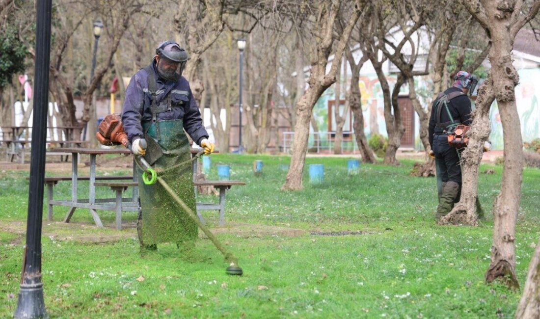 Kartepe’de belediye ekiplerince yeşil alanlarda yabani ot ve diken temizliği