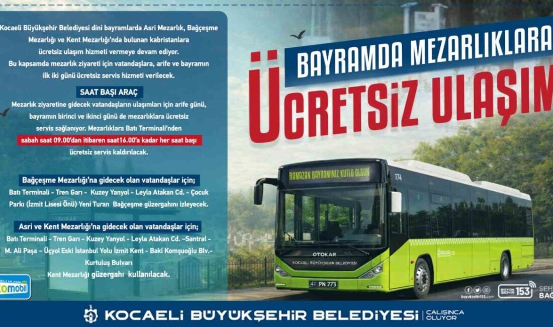 Kocaeli Büyükşehir Belediyesi, Ramazan Bayramı dolayısıyla il genelindeki toplu taşıma