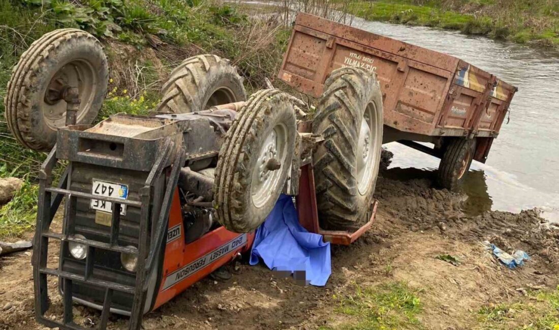 Sakarya’nın Hendek ilçesinde hakimiyetini kaybetmesi sonucu devrilen traktörün altında kalan