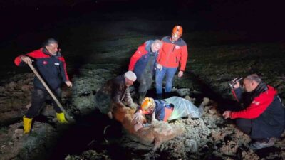 Yalova’da bataklık alanda mahsur kalan vatandaş ve büyükbaş hayvanı ekiplerin