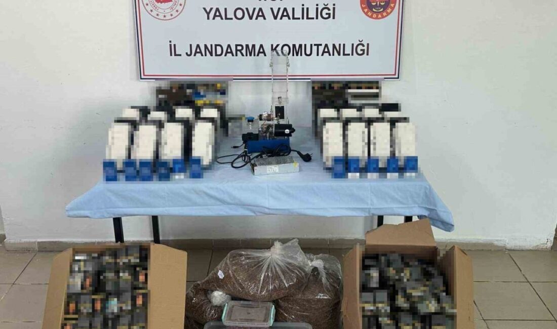 Yalova’da jandarma ekiplerince düzenlenen operasyonda, 27 bin dolu makaron ve