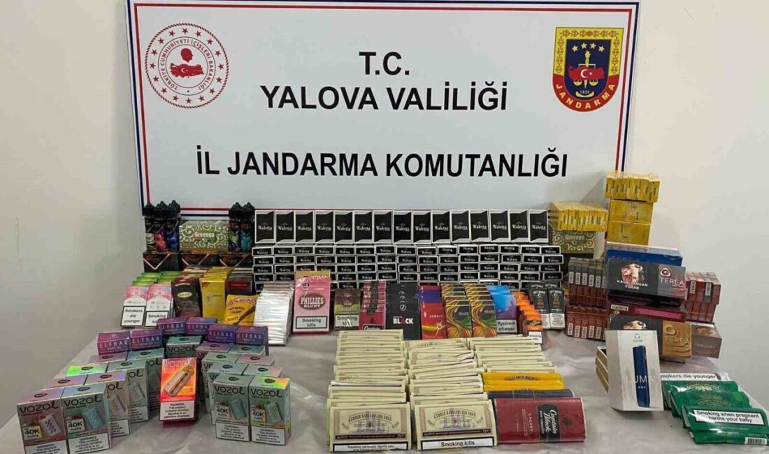 Yalova’da jandarma tarafından düzenlenen kaçakçılık operasyonunda çok sayıda bandrolsüz tütün