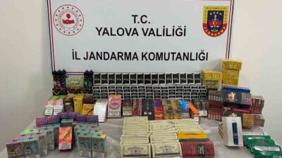 Yalova’da jandarma tarafından düzenlenen kaçakçılık operasyonunda çok sayıda bandrolsüz tütün