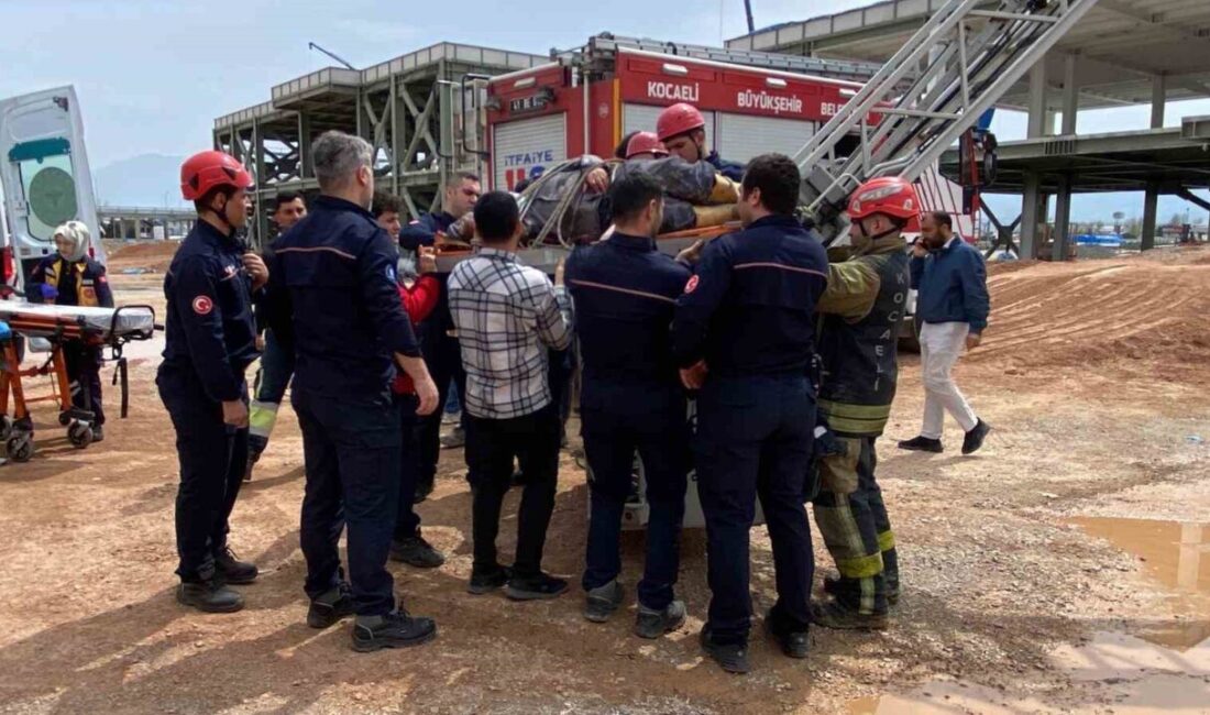 Kocaeli’nin İzmit ilçesinde bir inşaatta beton perdah makinesinin çarpması sonucu