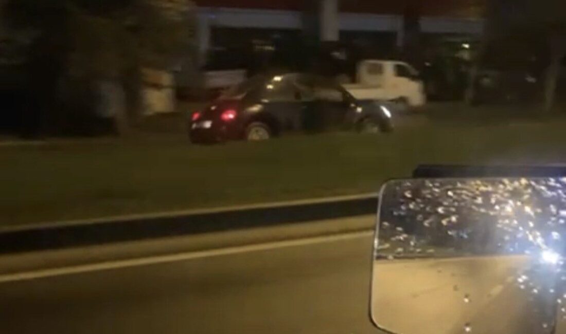 Bolu’da D-100 kara yolunda ters şeride girerek kilometrelerce ilerleyen otomobil