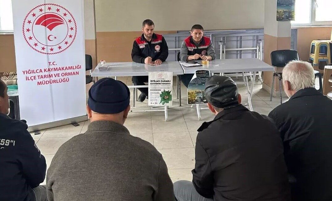 DÜZCE(İHA) – Düzce’nin Yığılca ilçesinde düzenlenen bilgilendirme toplantısında, çiftçilere zararlılarla