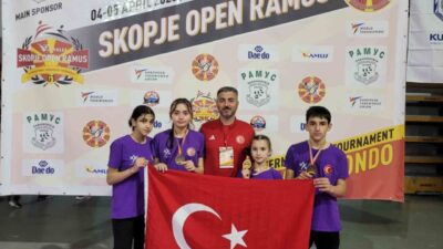 Makedonya’nın başkenti Üsküp’te düzenlenen Uluslararası Üsküp Açık Taekwondo Şampiyonası’nda Düzceli