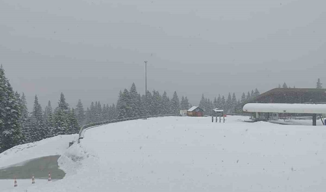 Kastamonu’da, Ilgaz Dağı geçidinde etkili olan kar yağışı, nisan ayının