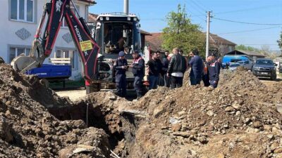 Düzce’de İstanbul Su ve Kanalizasyon İşleri’nin (İSKİ) altyapı çalışması esnasında