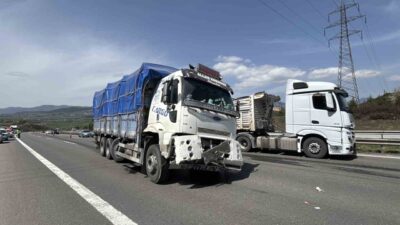 TEM Otoyolu’nun Bolu geçişinde seyir halindeki tırdan koparak yola savrulan
