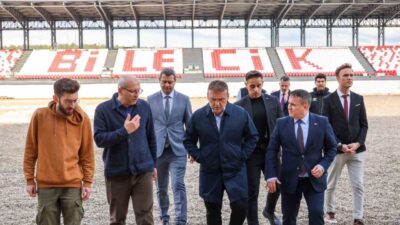 Bilecik Valisi Faik Oktay Sözer, yapımı devam eden yeni stadyum