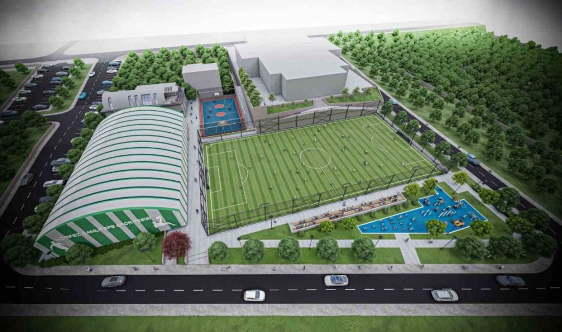 Körfez’de yapımına devam edilen Çamlıtepe Spor Kompleksi projesinde fiziki gerçekleşme