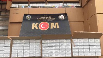 DÜZCE(İHA) – Düzce’de düzenlenen operasyonlarda makaron ve kaçak içki ele