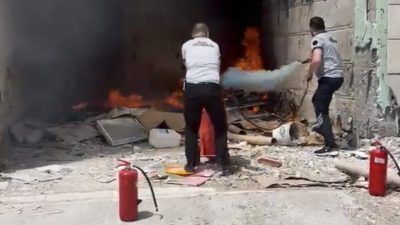 Düzce’de Üniversite Hastanesinin tadilat yapılan kısmında çıkan küçük çaplı yangın