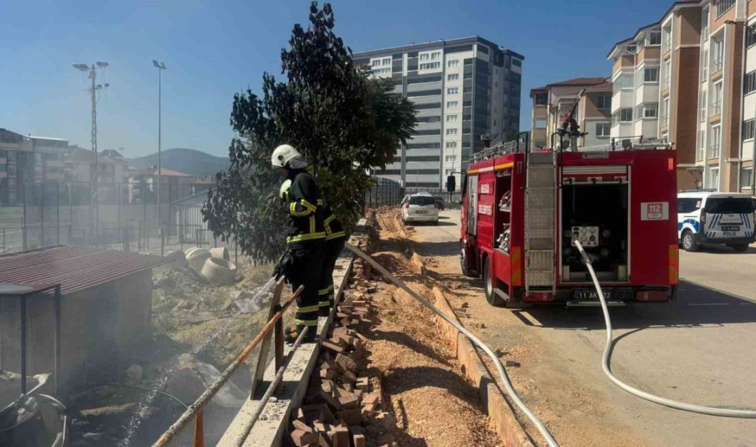 Bilecik’te yapımı uzun süredir devam eden stadyum inşaat alanında yangın
