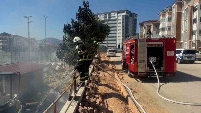 Bilecik’te yapımı uzun süredir devam eden stadyum inşaat alanında yangın
