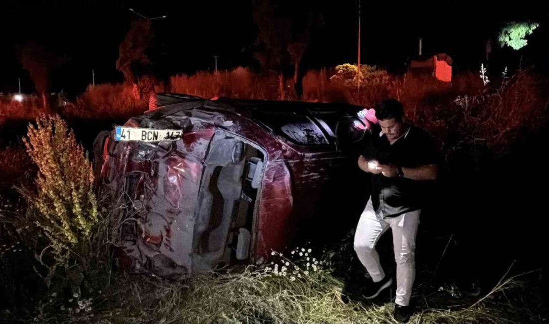 Bolu’da D-100 kara yolunda sürücüsünün kontrolünden çıkarak yol kenarındaki çimenlik