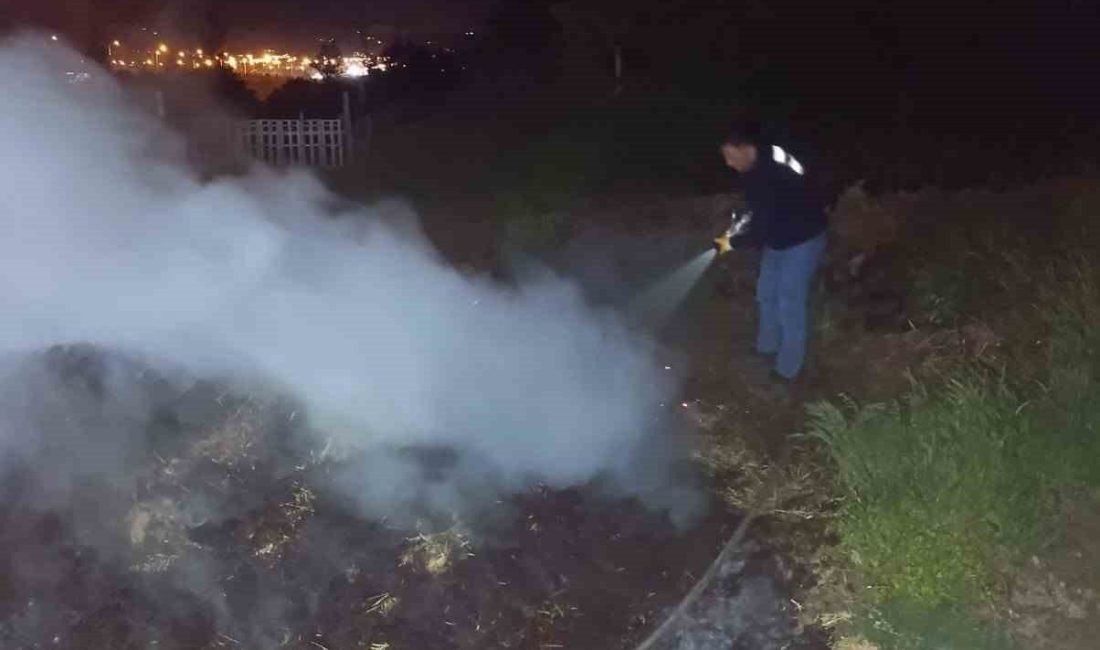 Bolu’nun Aşağıkuldan köyü mevkiinde çıkan anız yangını, itfaiye ekiplerinin hızlı