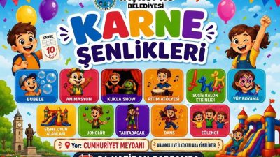 Taşköprü Belediyesi tarafından düzenlenecek karne şenliğinde çocuklar doyasıya eğlenme fırsatı