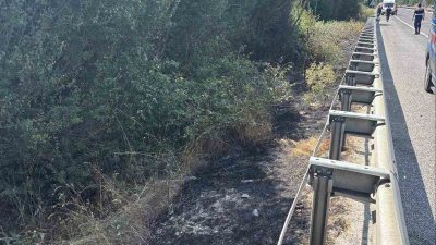 Bilecik’te seyir halinde bir araçtan atılan sigara izmariti yangına sebep