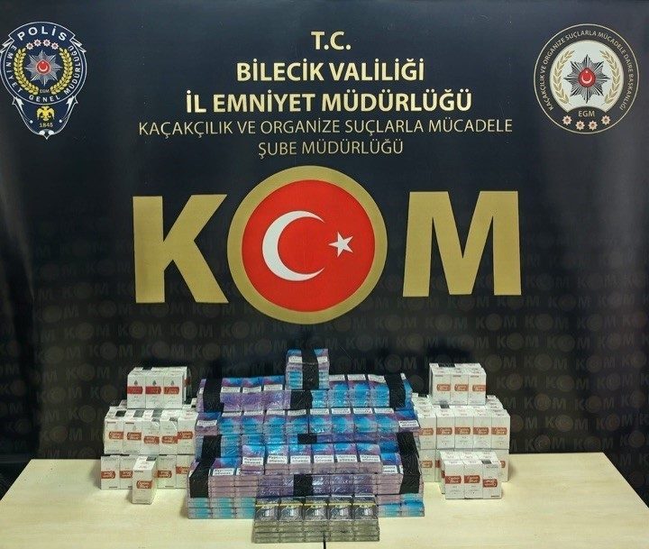 Bilecik’te Kaçakçılık ve Organize Suçlarla Mücadele Şube Müdürlüğü ekiplerince gerçekleştirilen