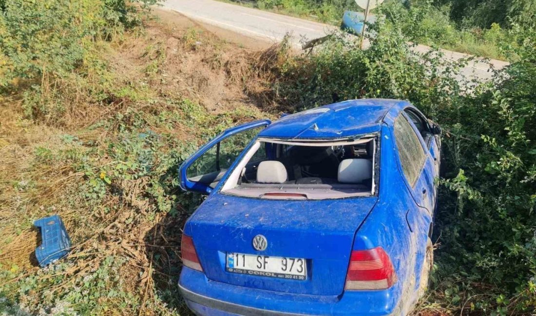 Bilecik’te kontrolden çıkan otomobilin takla atması sonucu meydana gelen trafik
