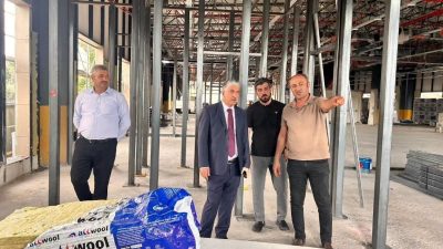Dilovası’nda yapımı devam eden yeni belediye hizmet binası inşaatında çalışmalar
