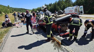Kastamonu’da Fiat Tofaş marka otomobilin takla atması neticesinde meydana gelen