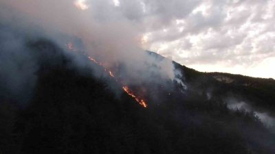 Kastamonu’da ahşap evde çıkan ve ormanlık alana sıçrayan yangına ekiplerin