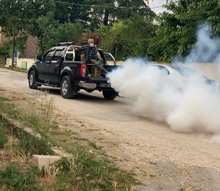 Bilecik’te bir köy muhtarı artan sinek sorunu el atarak, ilaçlama