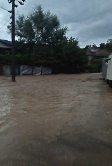 Kastamonu’nun Cide ilçesinde şiddetli yağışların neden olduğu selde derenin taşma