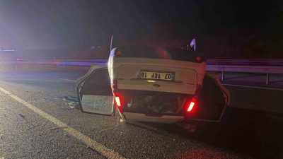 Bilecik’te kontrolden çıkarak takla atan otomobilin sürücüsünün alkollü olduğu hastanede