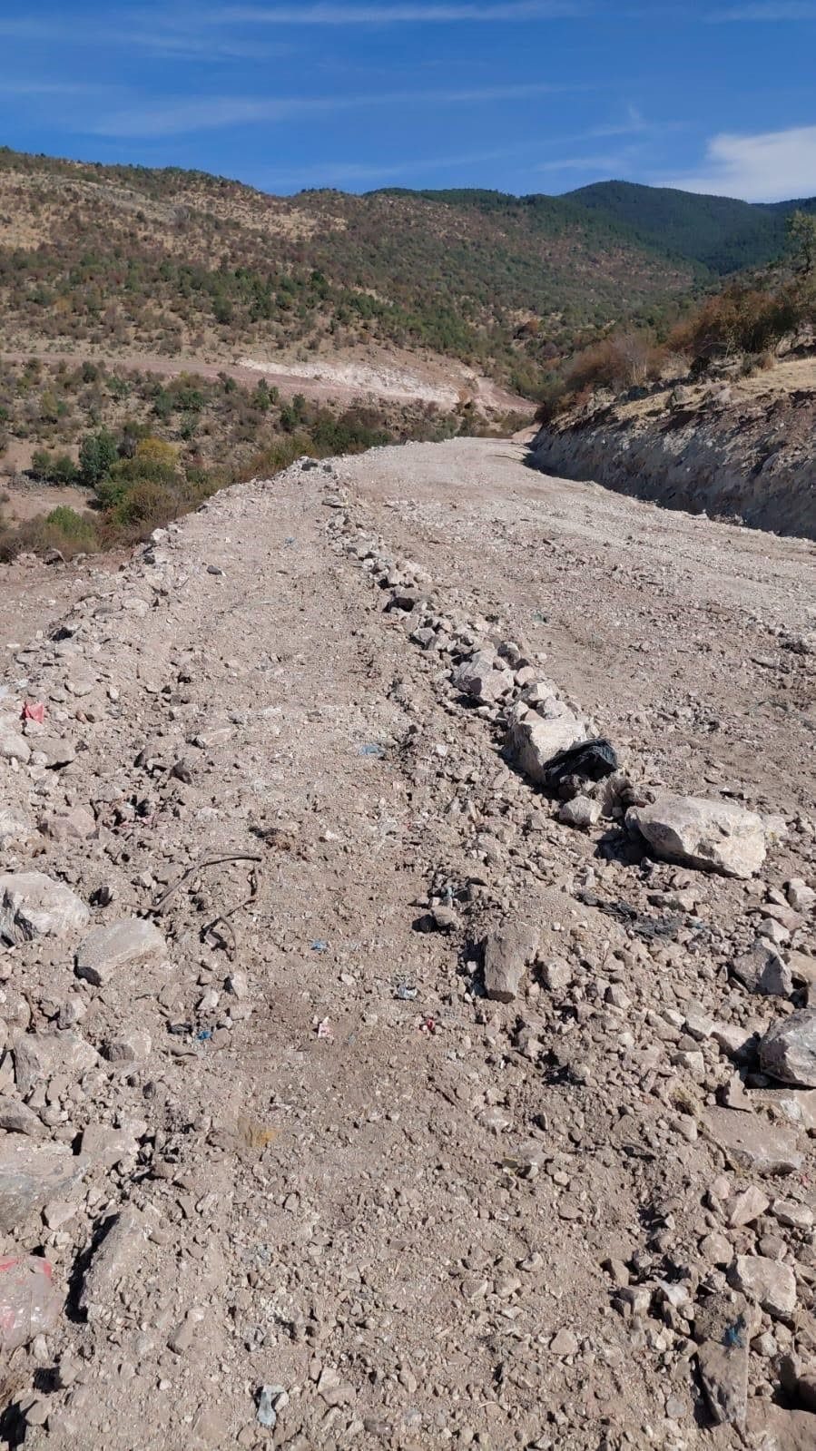 Bolu’nun Kıbrıscık ilçesinde, Alemdar ile Deveören arasındaki yolda yaşanan heyelan