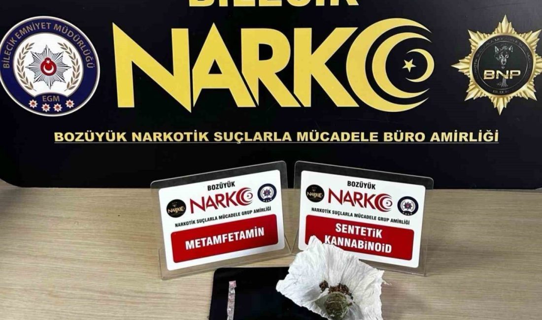 Bilecik’in Bozüyük ilçesinde polis ekiplerinin çalışması sırasında bir şüphelinin üzerinde