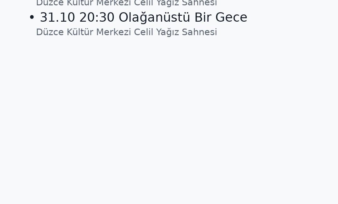 Düzce’de 31 Ekim Cumartesi Günü İki Etkinlik Düzenlenecek 🔊 Haberi Sesli Dinle Hazır ▶ Dinle ⏸ Duraklat ⏹